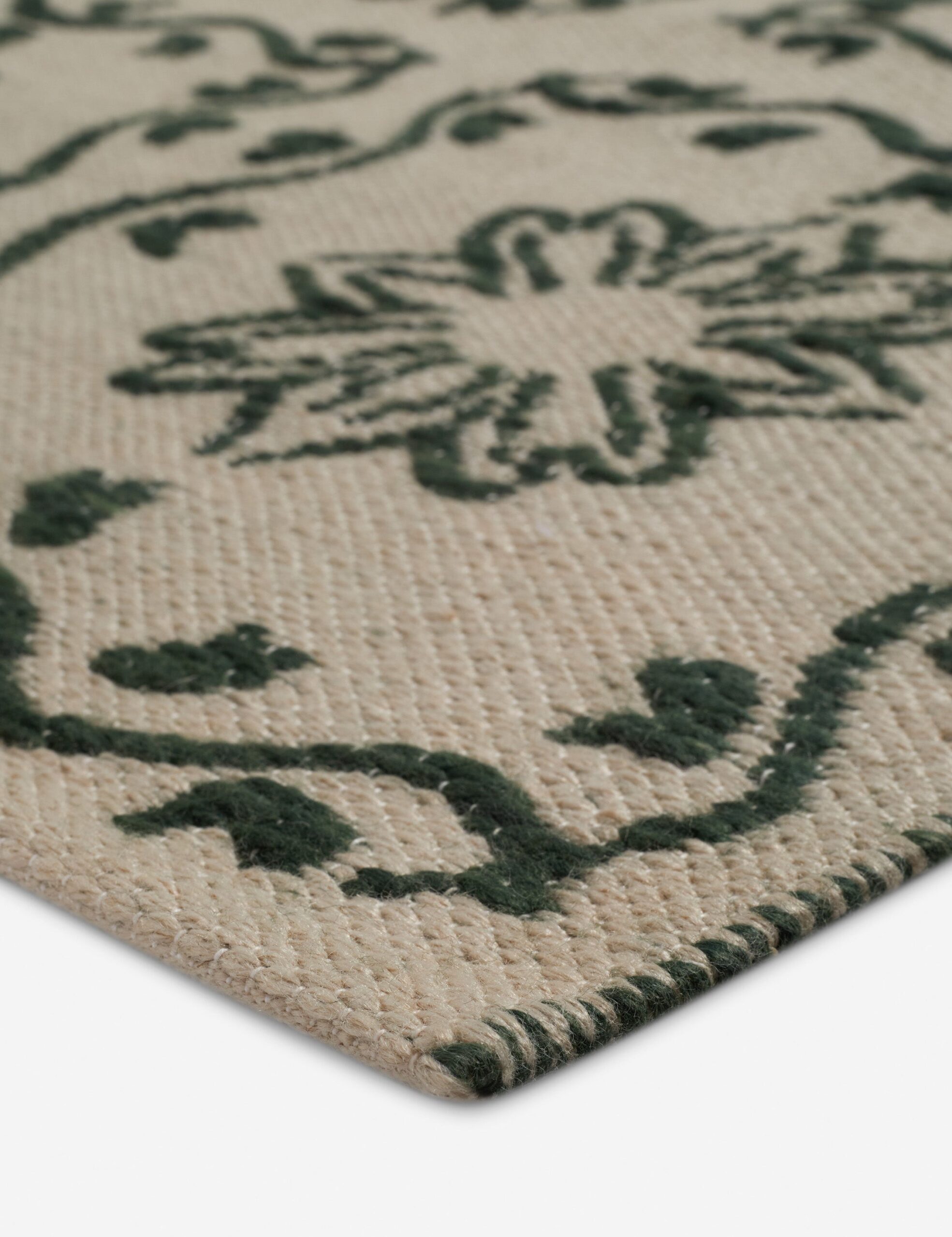 Halstead Indoor / Outdoor Rug Swatch, Ivory and Emerald