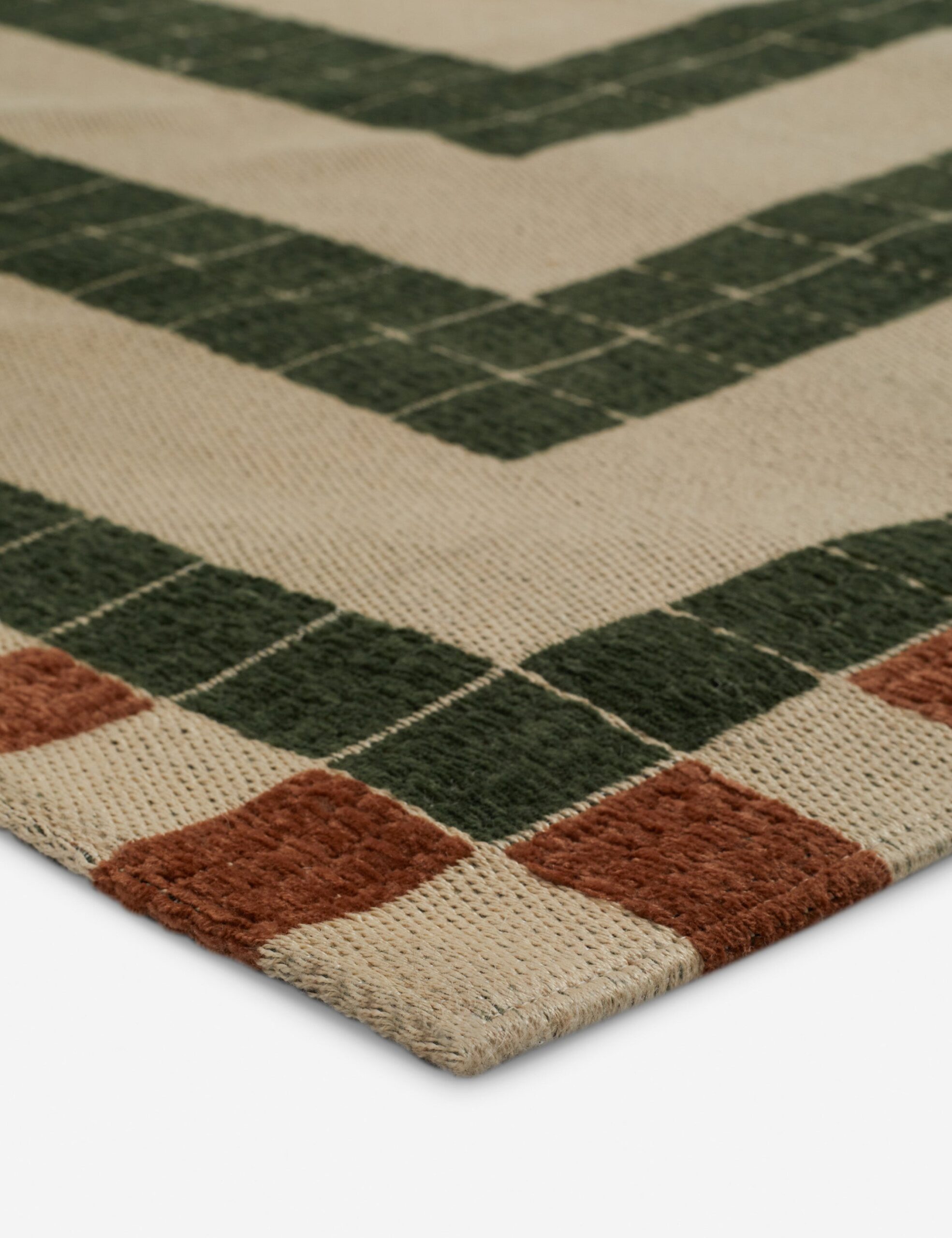 Kirst Indoor / Outdoor Rug Swatch, Ivory and Emerald